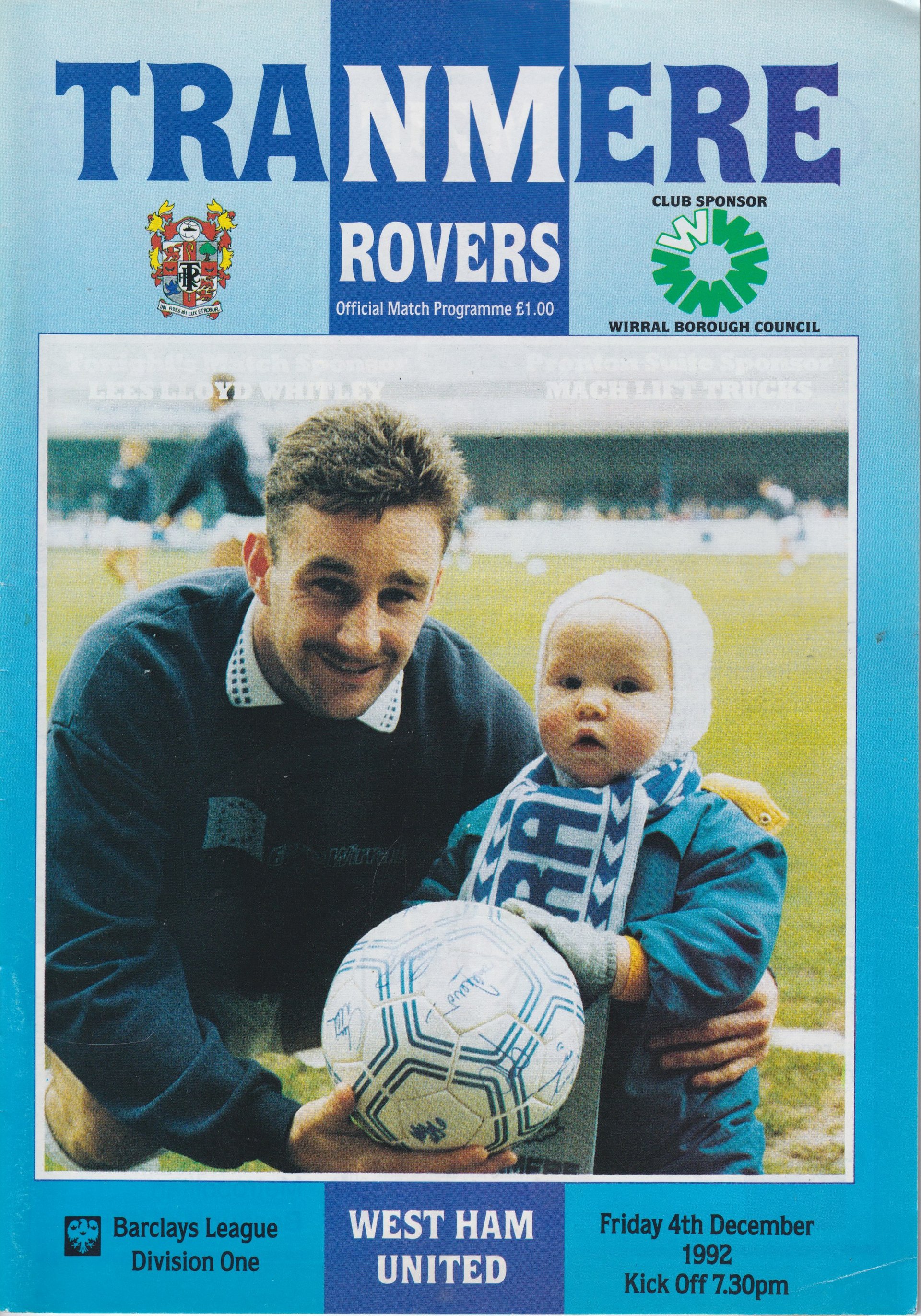 Tranmere Rovers v West Ham United match programme